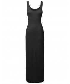 Women's Solid Sleeveless Tanktop Racerbackmaxi Dresses