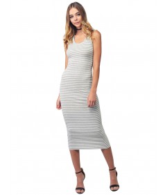 Women's Sleeveless Caged Back Ribbed Casual Maxi Dress