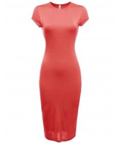 Women's Cap Sleeve Double Layer Long Bodycon Midi Dress