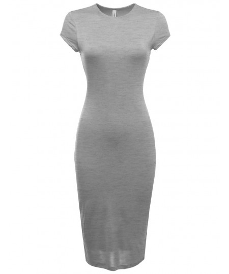 Women's Cap Sleeve Double Layer Long Bodycon Midi Dress