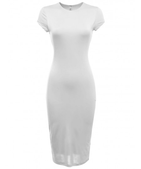 Women's Cap Sleeve Double Layer Long Bodycon Midi Dress