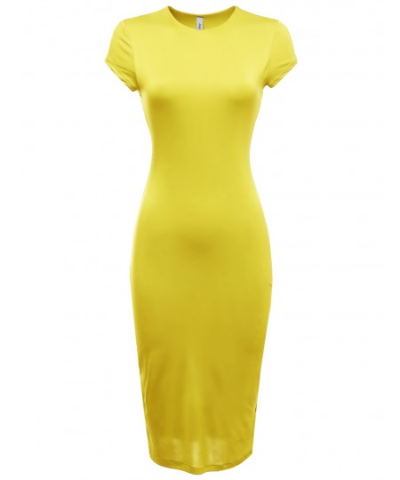 Women's Cap Sleeve Double Layer Long Bodycon Midi Dress