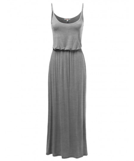 Women's Solid Adjustable Strap Cami Maxi Dresses