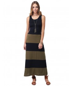 Women's Lined Striped Sleeveless Tank Racer-Back Long Maxi Dresses