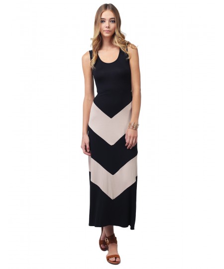 Women's Color Block Striped  Good Stretchy Long Dresses