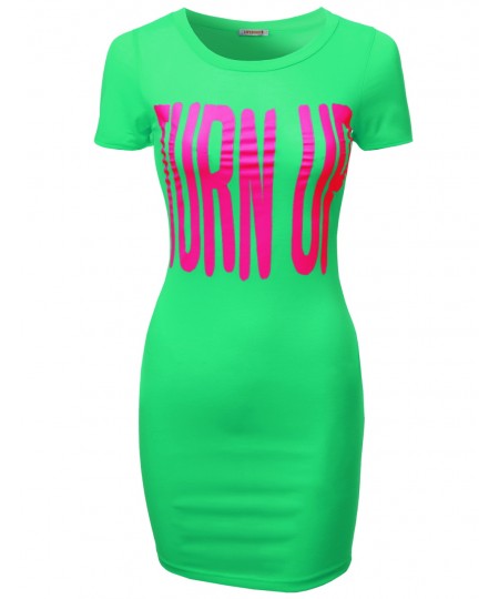 Women's Turn Up Printed Tee Dresses