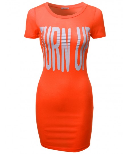 Women's Turn Up Printed Tee Dresses