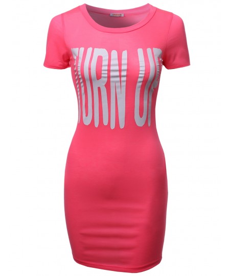 Women's Turn Up Printed Tee Dresses