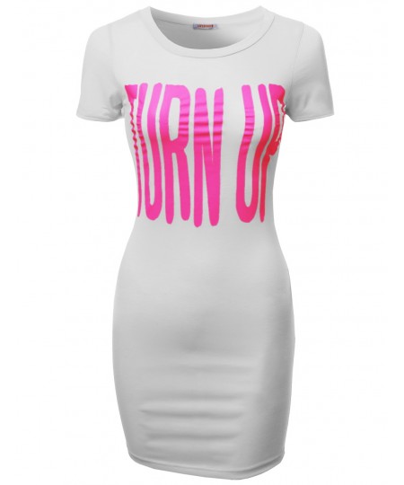 Women's Turn Up Printed Tee Dresses