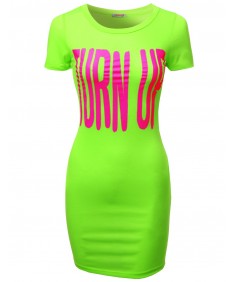 Women's Turn Up Printed Tee Dresses