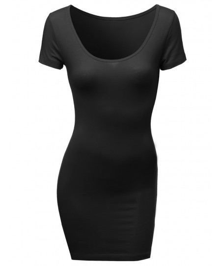 Women's Basic Solid Fitted Bodycon Dress Good Match With Cardigan Jacket