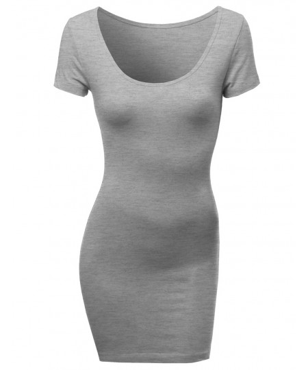 Women's Basic Solid Fitted Bodycon Dress Good Match With Cardigan Jacket