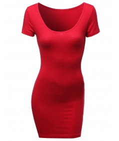 Women's Basic Solid Fitted Bodycon Dress Good Match With Cardigan Jacket