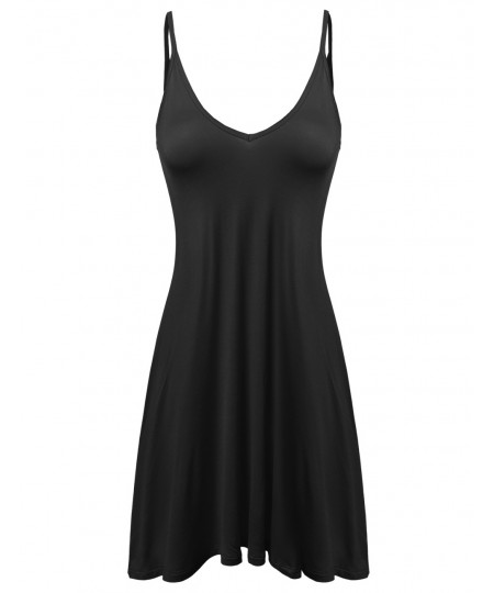 Women's Sleeveless Trapeze Spaghetti Strap Mini Dress