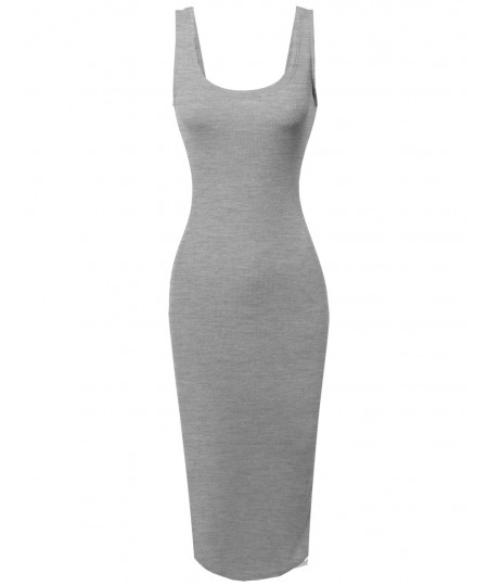 Women's Sleeveless Midi Length Rib Tank Dress