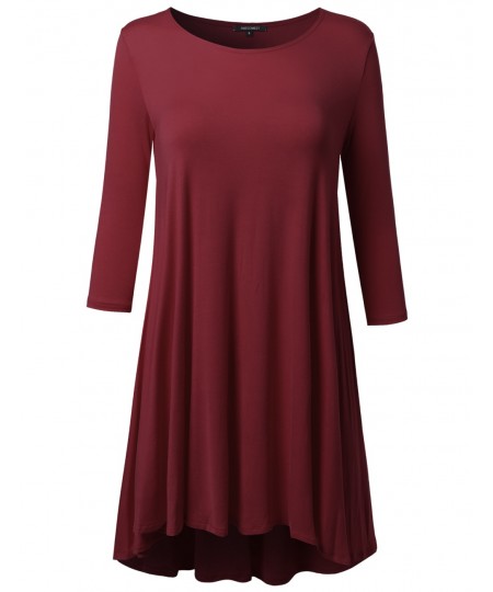 Women's 3/4 Sleeve Loose fit Swing Dress