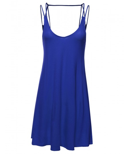 Women's Double Spaghetti Strap Dress w/ Strappy Back