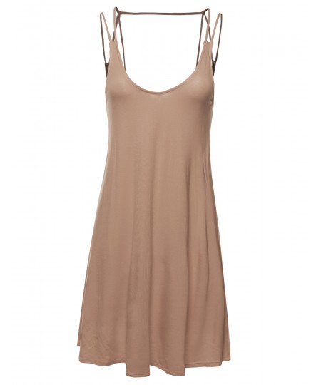 Women's Double Spaghetti Strap Dress w/ Strappy Back