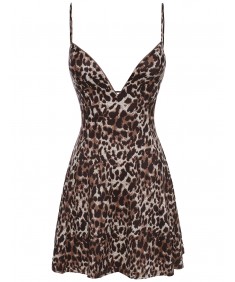 Women's Leopard Print Spaghetti Strap Party Dress