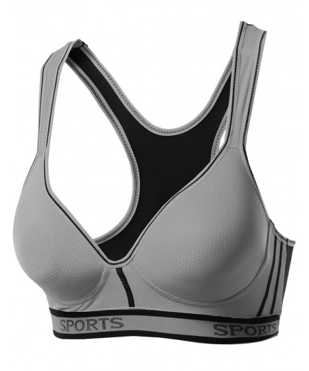 Women's Sporty Wirefree Padded Mesh Strap Sport Bras