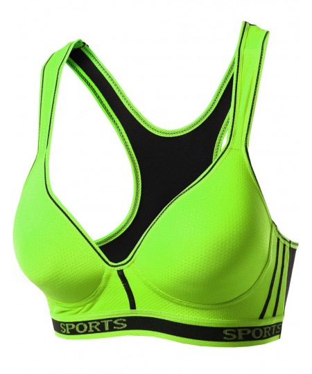 Women's Sporty Wirefree Padded Mesh Strap Sport Bras