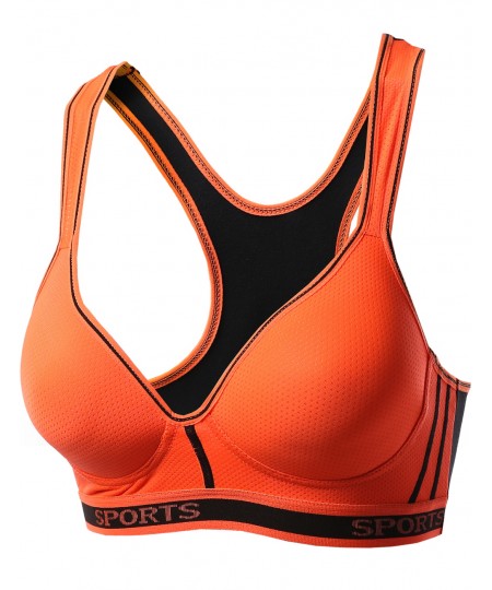 Women's Sporty Wirefree Padded Mesh Strap Sport Bras