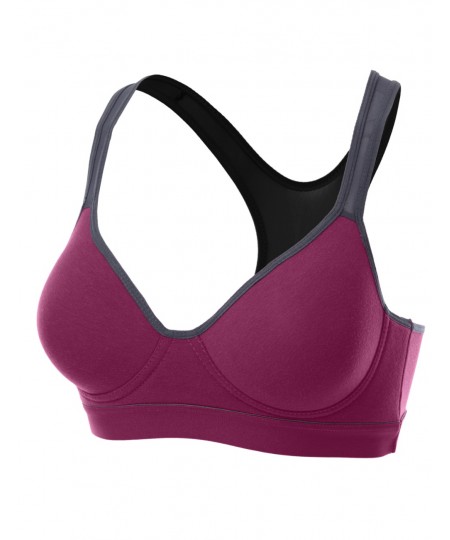 Women's Basic Solid Color Sporty Padded Wirefree Sports Bras