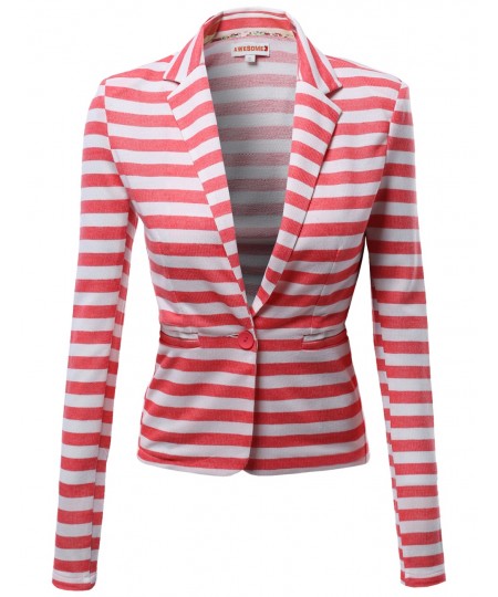 Women's Slim Long Sleeve Stripe Blazers