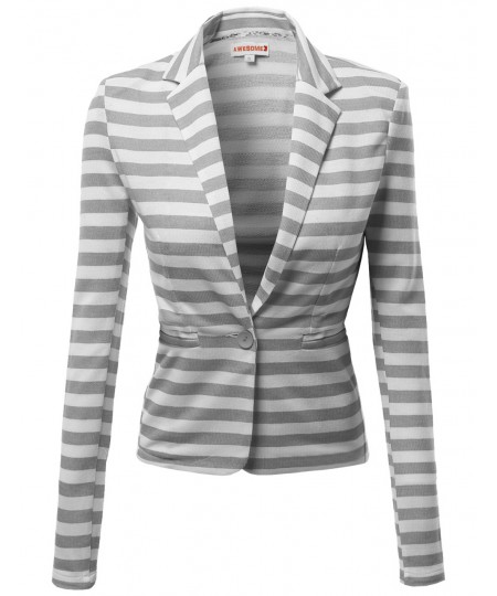 Women's Slim Long Sleeve Stripe Blazers