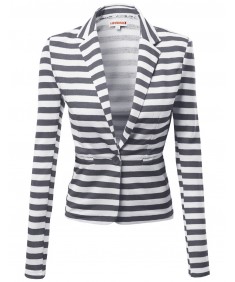 Women's Slim Long Sleeve Stripe Blazers