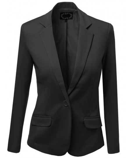 Women's Basic Solid Slim Fit One Button Blazers