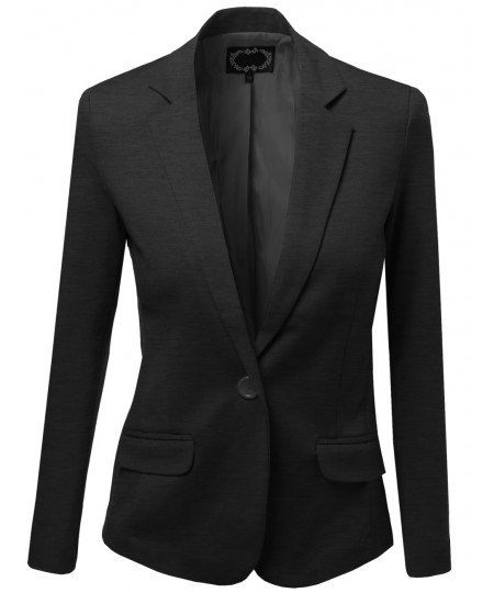 Women's Basic Solid Slim Fit One Button Blazers