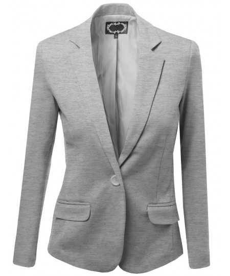 Women's Basic Solid Slim Fit One Button Blazers