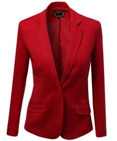 Women's Basic Solid Slim Fit One Button Blazers