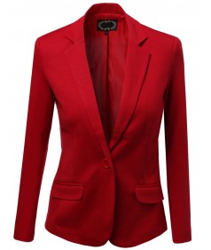 Women's Basic Solid Slim Fit One Button Blazers