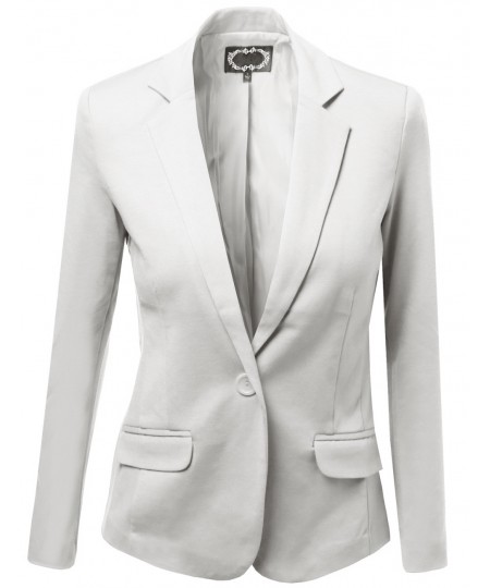 Women's Basic Solid Slim Fit One Button Blazers