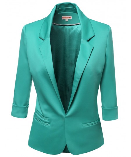 Women's 3/4 Sleeve Lining Open Blazers