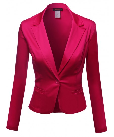 Women's Basic Solid Color Princess Line Boyfriend Blazer Made In Usa