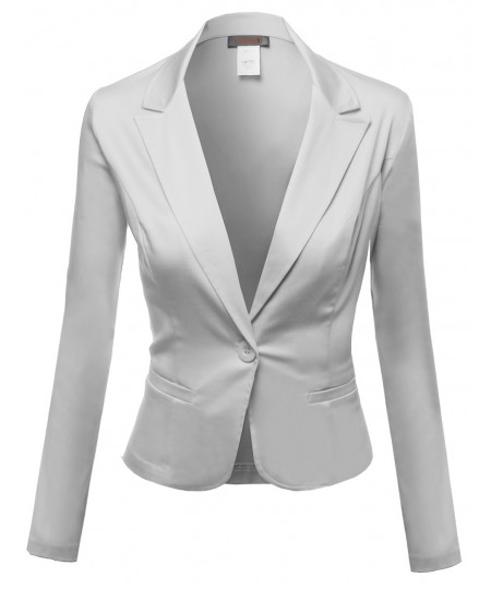 Women's Basic Solid Color Princess Line Boyfriend Blazer Made In Usa