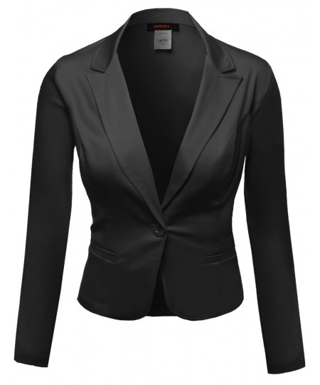 Women's Basic Solid Color Princessline Silky Cotton Plus Size Blazer