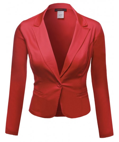 Women's Basic Solid Color Princessline Silky Cotton Plus Size Blazer