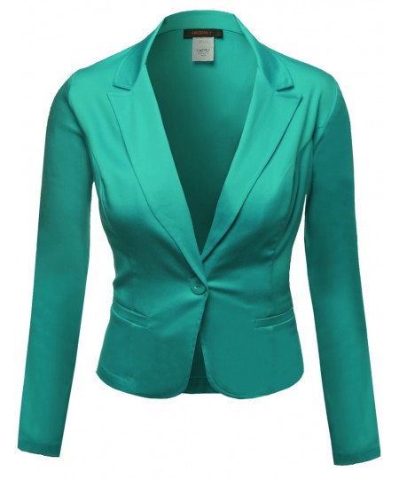 Women's Basic Solid Color Princessline Silky Cotton Plus Size Blazer