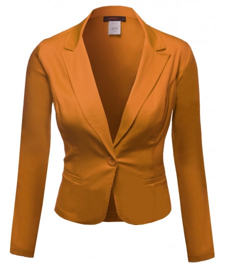 Women's Basic Solid Color Princessline Silky Cotton Plus Size Blazer