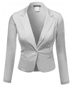 Women's Basic Solid Color Princessline Silky Cotton Plus Size Blazer