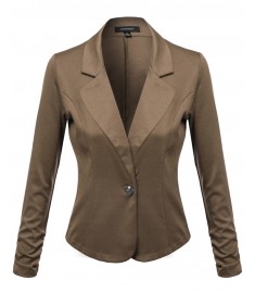 Women's Solid Good Stretchy Comfy Jacket One Button Blazer