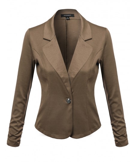 Women's Solid Good Stretchy Comfy Jacket One Button Blazer