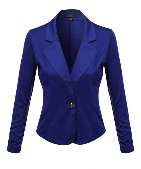 Women's Solid Good Stretchy Comfy Jacket One Button Blazer