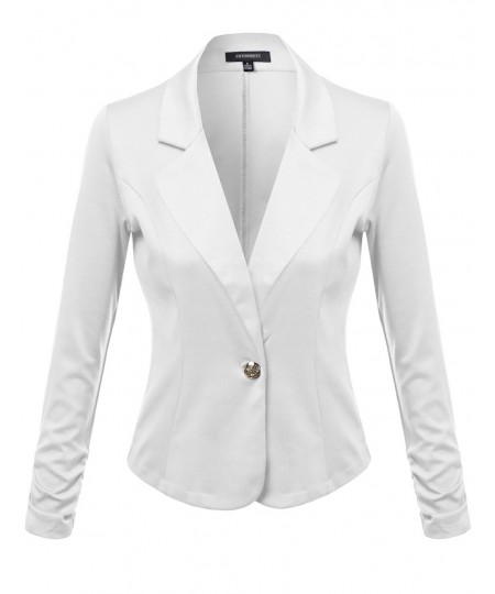 Women's Solid Good Stretchy Comfy Jacket One Button Blazer