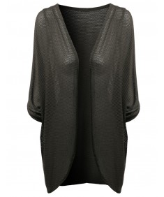 Women's Light Weight Sexy See Through 3/4 Sleeve Batwing Cardigan