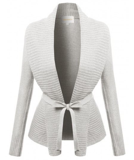 Women's Shawl Collar Drape Open Cardigan With Belt